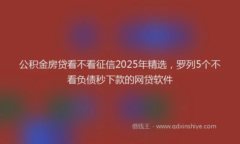 公积金房贷看不看征信2025年精选，罗列5个不看负债秒下款的网贷软件