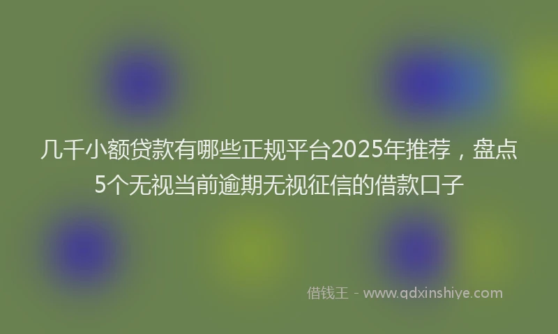 几千小额贷款有哪些正规平台2025年推荐,盘点5个无视当前逾期无视征信的借款口子