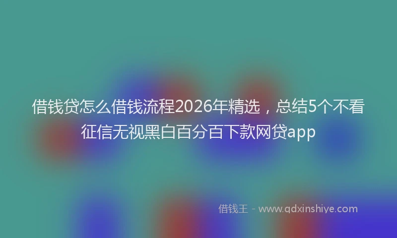 借钱贷怎么借钱流程2026年精选，总结5个不看征信无视黑白百分百下款网贷app