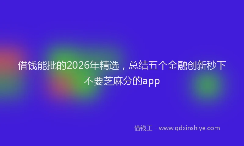 借钱能批的2026年精选，总结五个金融创新秒下不要芝麻分的app