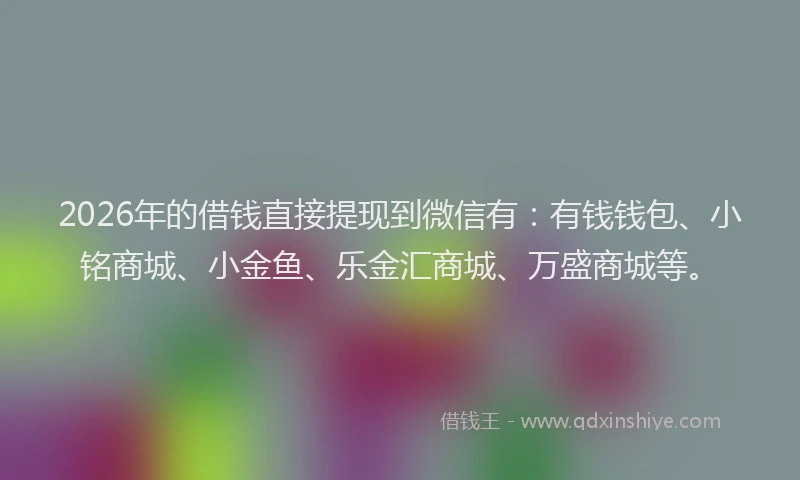 2026年的借钱直接提现到微信有：有钱钱包、小铭商城、小金鱼、乐金汇商城、万盛商城等。