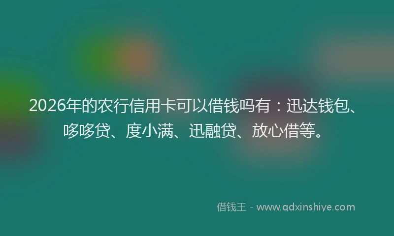 2026年的农行信用卡可以借钱吗有：迅达钱包、哆哆贷、度小满、迅融贷、放心借等。