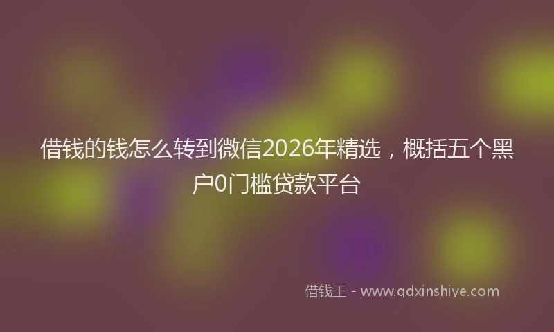 借钱的钱怎么转到微信2026年精选，概括五个黑户0门槛贷款平台