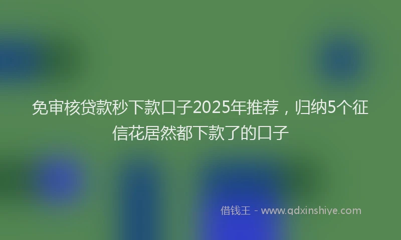 免审核贷款秒下款口子2025年推荐,归纳5个征信花居然都下款了的口子