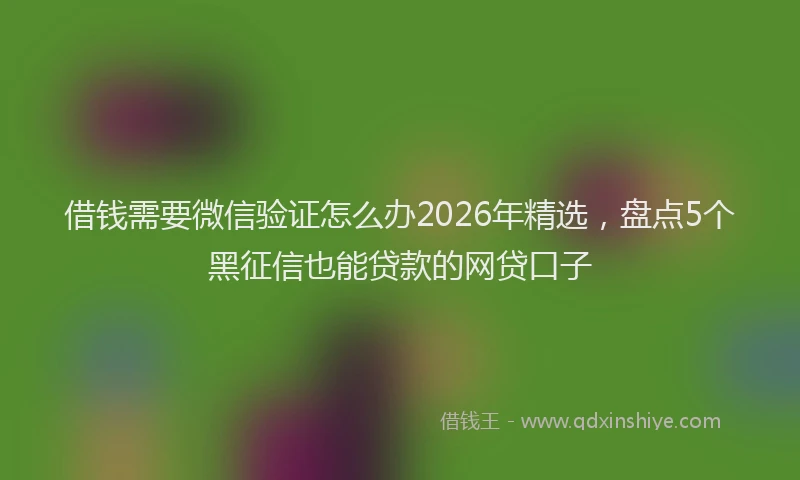 借钱需要微信验证怎么办2026年精选,盘点5个黑征信也能贷款的网贷口子