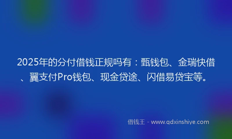 2025年的分付借钱正规吗有：甄钱包、金瑞快借、翼支付Pro钱包、现金贷途、闪借易贷宝等。