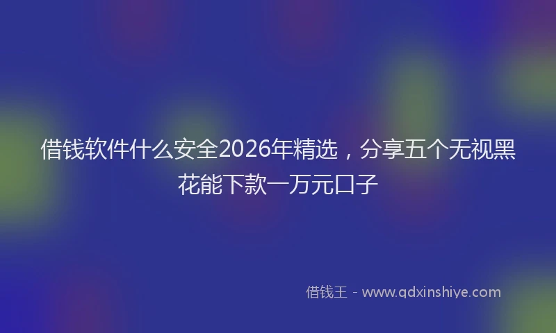 借钱软件什么安全2026年精选，分享五个无视黑花能下款一万元口子
