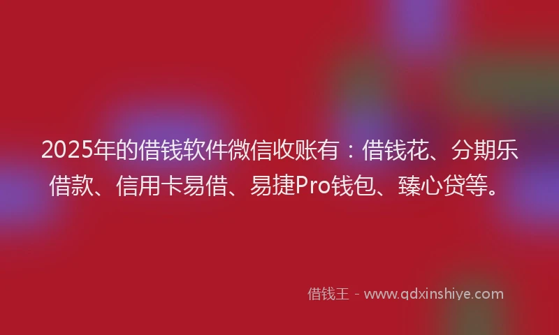2025年的借钱软件微信收账有：借钱花、分期乐借款、信用卡易借、易捷Pro钱包、臻心贷等。