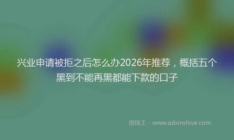 兴业申请被拒之后怎么办2026年推荐，概括五个黑到不能再黑都能下款的口子