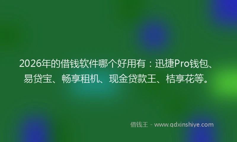 2026年的借钱软件哪个好用有：迅捷Pro钱包、易贷宝、畅享租机、现金贷款王、桔享花等。