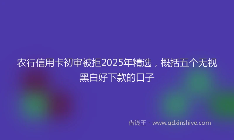 农行信用卡初审被拒2025年精选，概括五个无视黑白好下款的口子