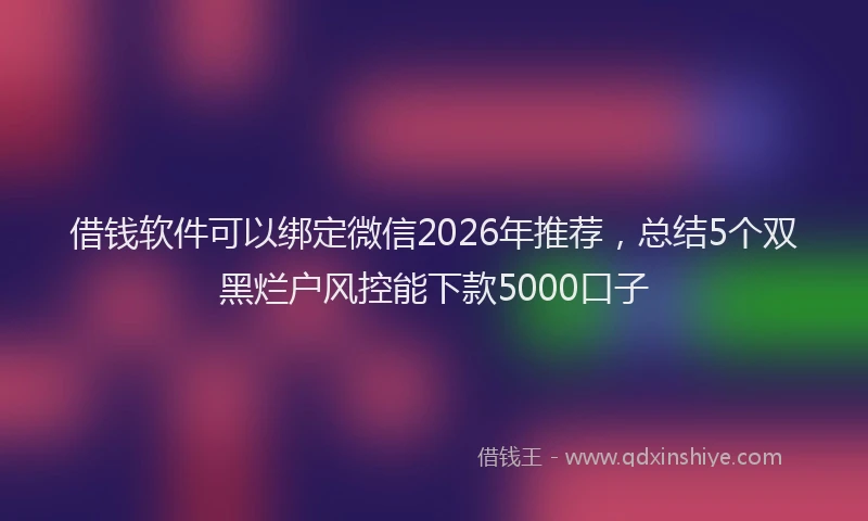 借钱软件可以绑定微信2026年推荐，总结5个双黑烂户风控能下款5000口子