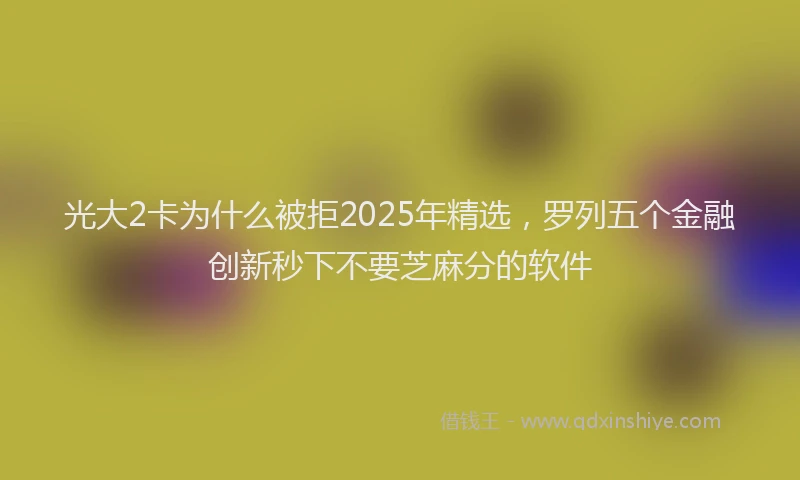 光大2卡为什么被拒2025年精选，罗列五个金融创新秒下不要芝麻分的软件
