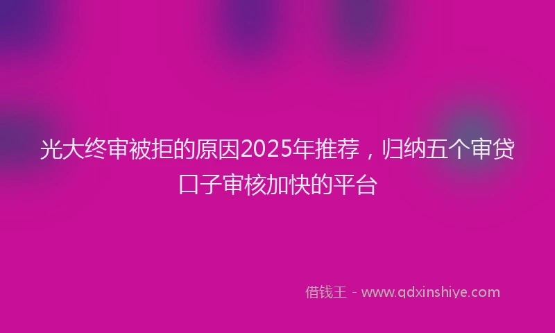 光大终审被拒的原因2025年推荐，归纳五个审贷口子审核加快的平台