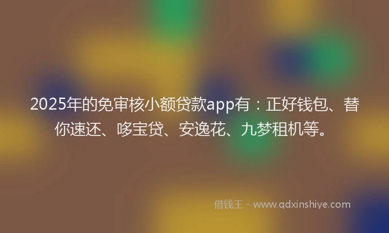 2025年的免审核小额贷款app有:正好钱包、替你速还、哆宝贷、安逸花、九梦租机等。