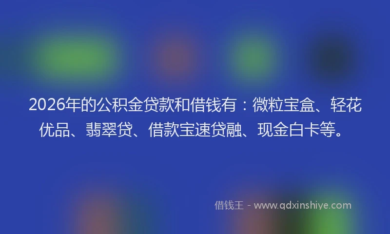 2026年的公积金贷款和借钱有：微粒宝盒、轻花优品、翡翠贷、借款宝速贷融、现金白卡等。