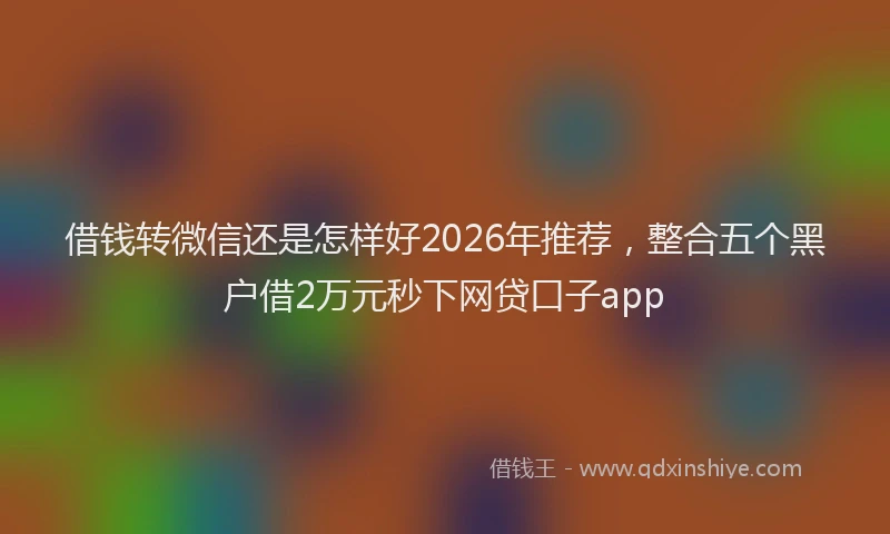 借钱转微信还是怎样好2026年推荐，整合五个黑户借2万元秒下网贷口子app
