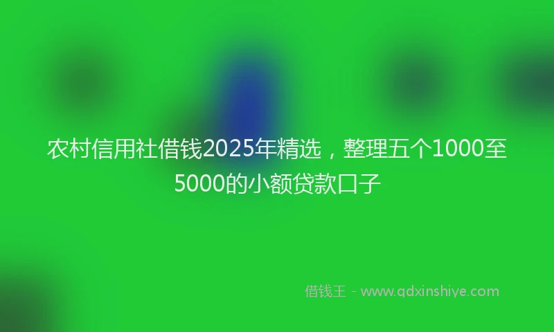 农村信用社借钱2025年精选,整理五个1000至5000的小额贷款口子