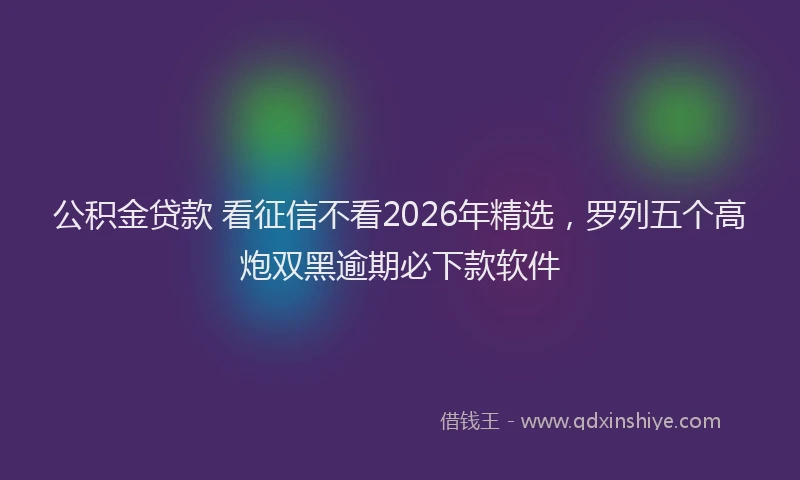 公积金贷款 看征信不看2026年精选，罗列五个高炮双黑逾期必下款软件
