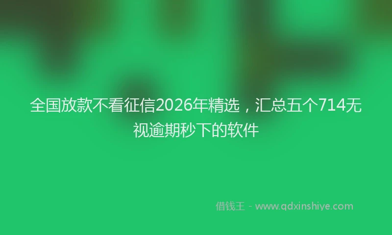 全国放款不看征信2026年精选，汇总五个714无视逾期秒下的软件