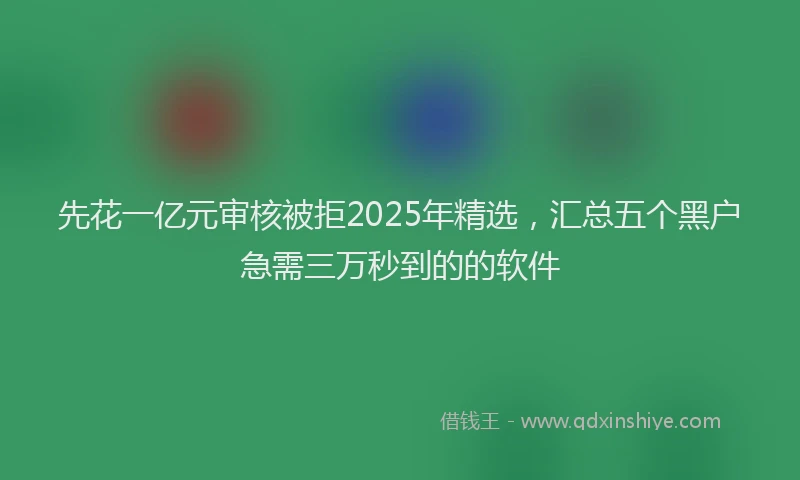先花一亿元审核被拒2025年精选，汇总五个黑户急需三万秒到的的软件