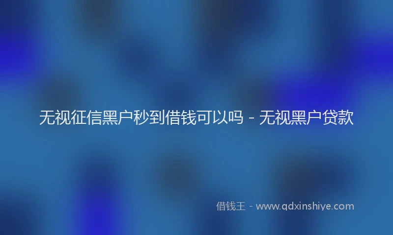 无视征信黑户秒到借钱可以吗 - 无视黑户贷款