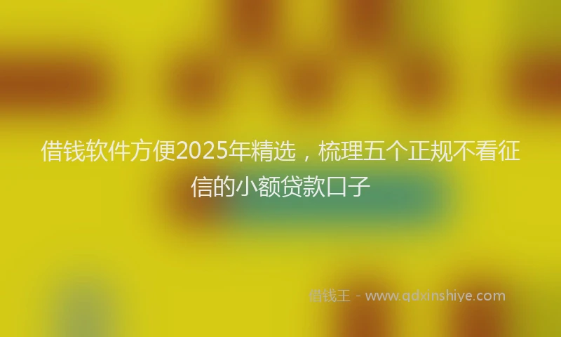 借钱软件方便2025年精选，梳理五个正规不看征信的小额贷款口子