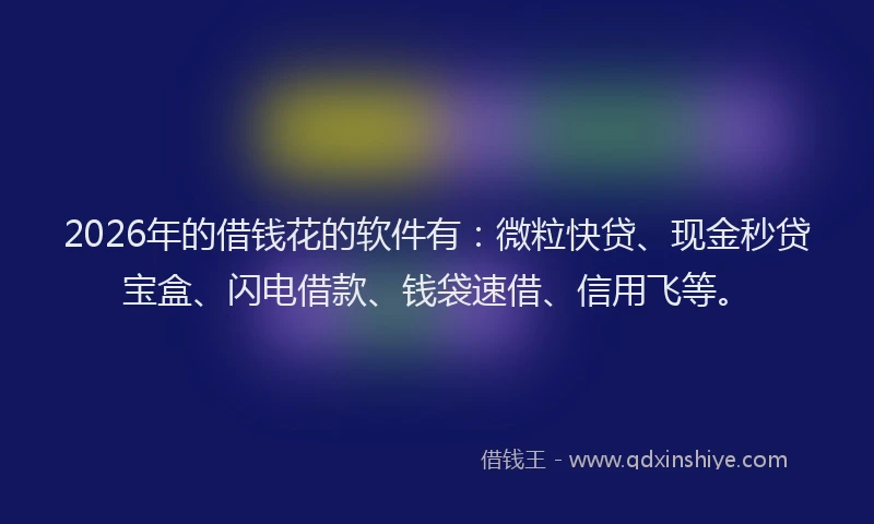 2026年的借钱花的软件有：微粒快贷、现金秒贷宝盒、闪电借款、钱袋速借、信用飞等。