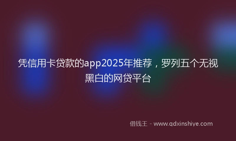 凭信用卡贷款的app2025年推荐，罗列五个无视黑白的网贷平台