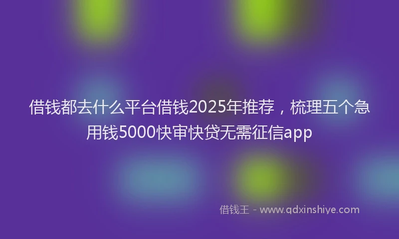 借钱都去什么平台借钱2025年推荐，梳理五个急用钱5000快审快贷无需征信app