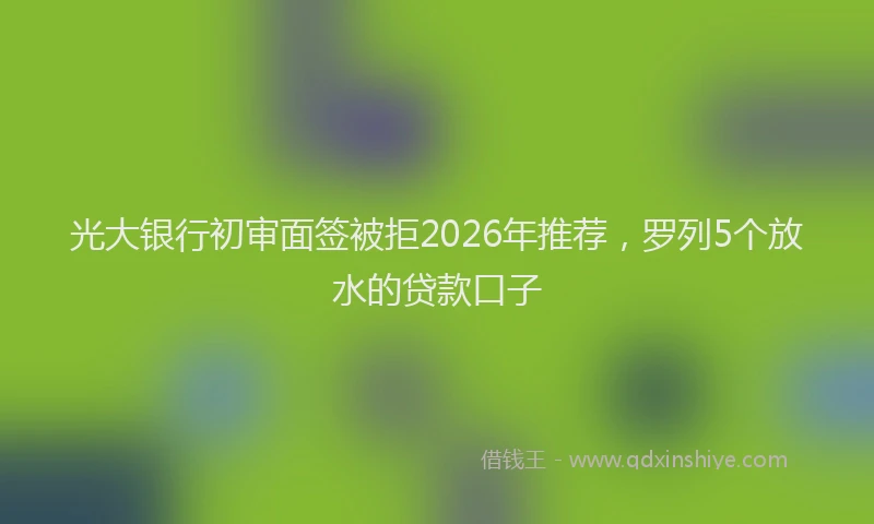 光大银行初审面签被拒2026年推荐，罗列5个放水的贷款口子