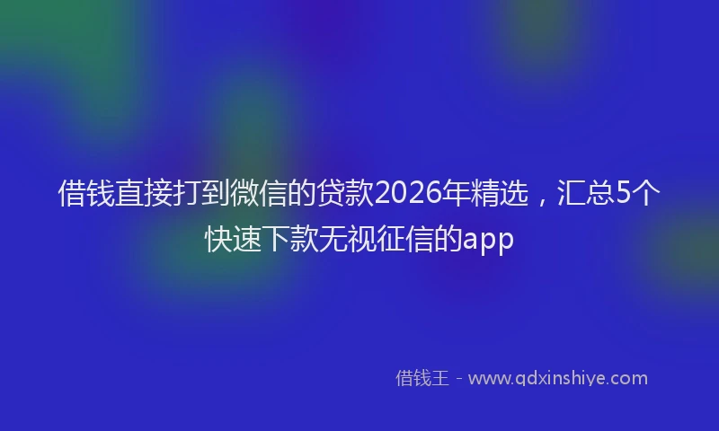 借钱直接打到微信的贷款2026年精选，汇总5个快速下款无视征信的app