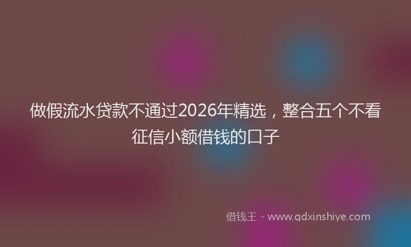 做假流水贷款不通过2026年精选，整合五个不看征信小额借钱的口子