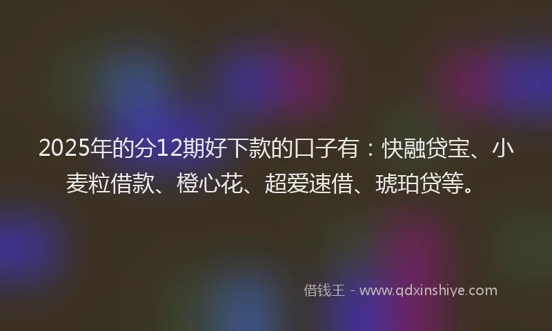 2025年的分12期好下款的口子有：快融贷宝、小麦粒借款、橙心花、超爱速借、琥珀贷等。