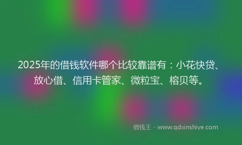 2025年的借钱软件哪个比较靠谱有：小花快贷、放心借、信用卡管家、微粒宝、榕贝等。