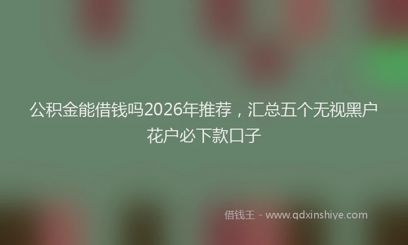 公积金能借钱吗2026年推荐，汇总五个无视黑户花户必下款口子