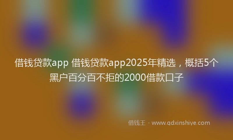 借钱贷款app 借钱贷款app2025年精选，概括5个黑户百分百不拒的2000借款口子