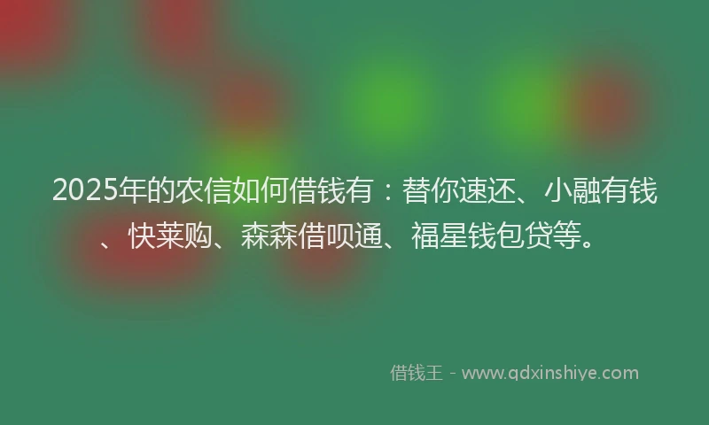 2025年的农信如何借钱有：替你速还、小融有钱、快莱购、森森借呗通、福星钱包贷等。