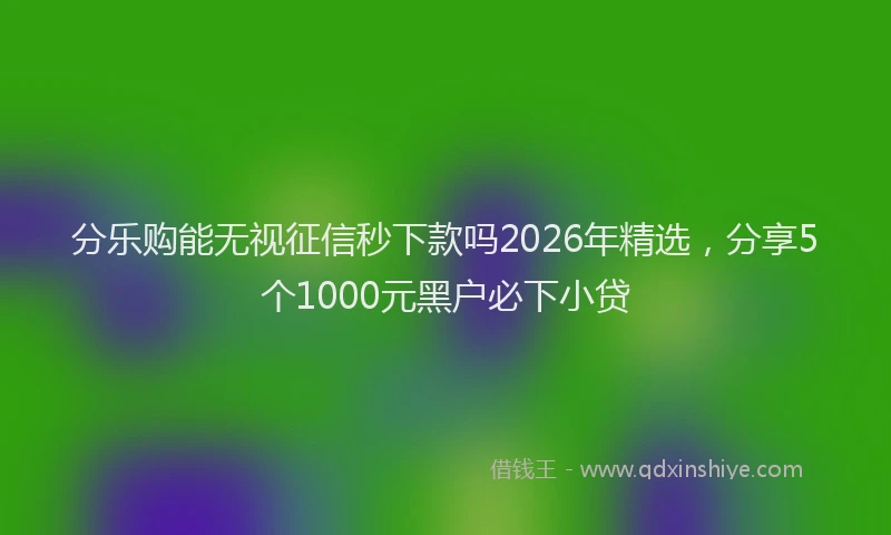 分乐购能无视征信秒下款吗2026年精选，分享5个1000元黑户必下小贷