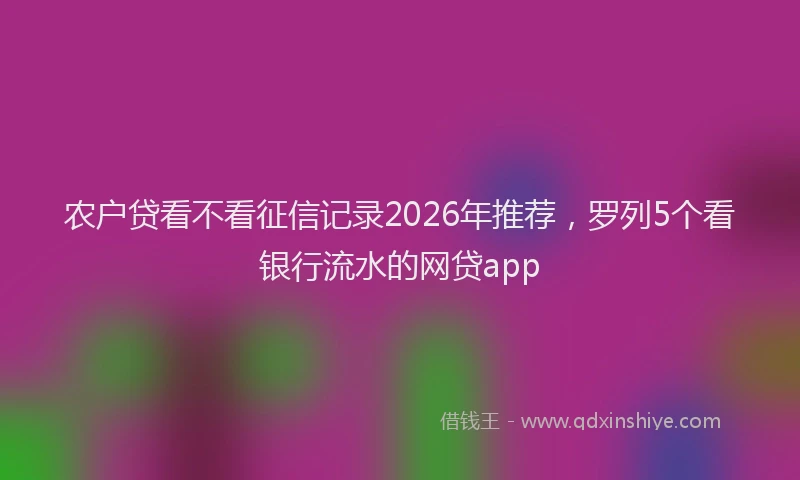农户贷看不看征信记录2026年推荐，罗列5个看银行流水的网贷app