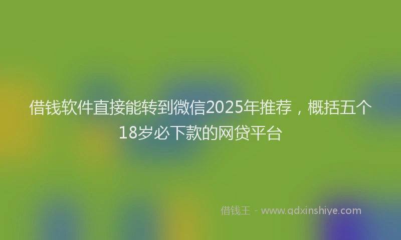 借钱软件直接能转到微信2025年推荐，概括五个18岁必下款的网贷平台