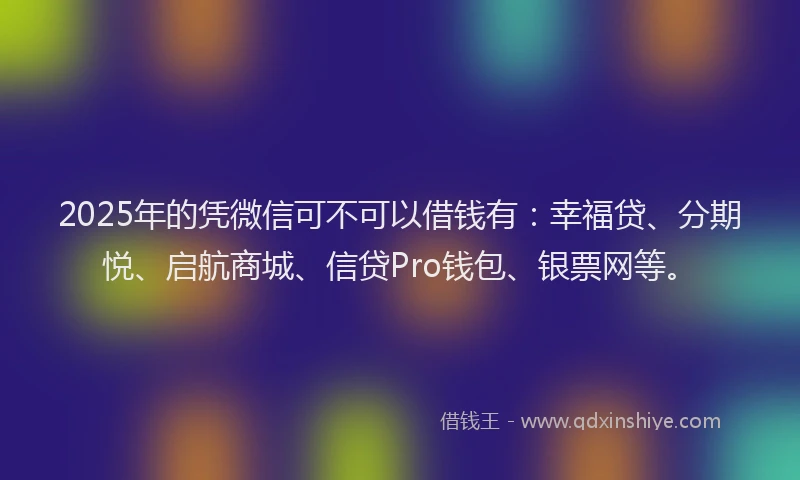 2025年的凭微信可不可以借钱有：幸福贷、分期悦、启航商城、信贷Pro钱包、银票网等。