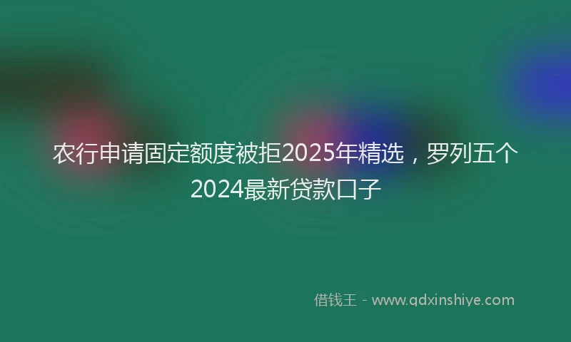 农行申请固定额度被拒2025年精选，罗列五个2024最新贷款口子