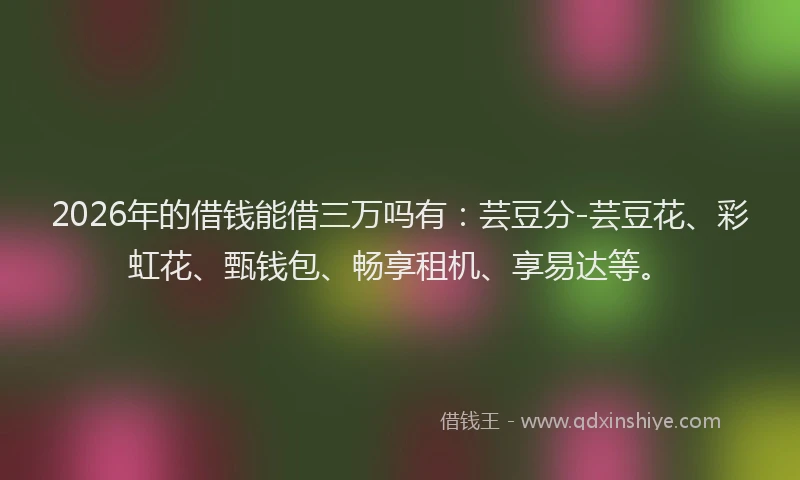 2026年的借钱能借三万吗有：芸豆分-芸豆花、彩虹花、甄钱包、畅享租机、享易达等。