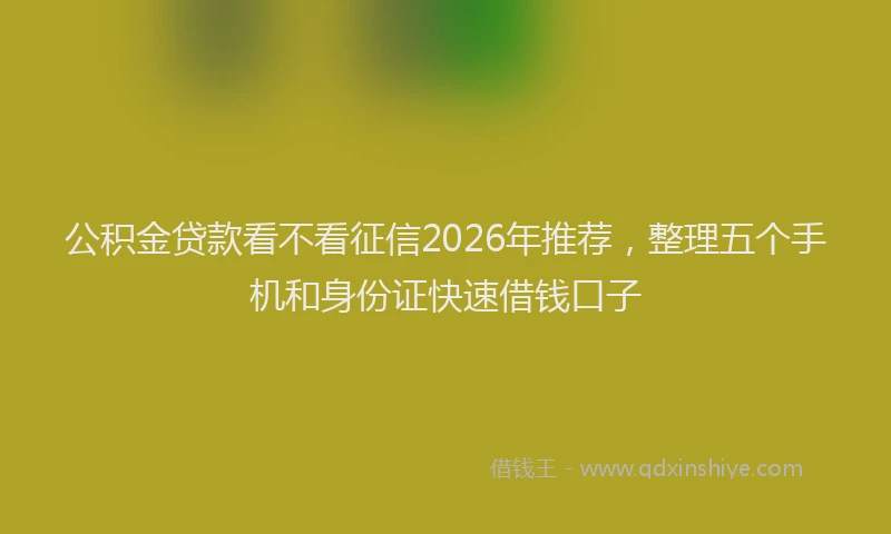 公积金贷款看不看征信2026年推荐，整理五个手机和身份证快速借钱口子