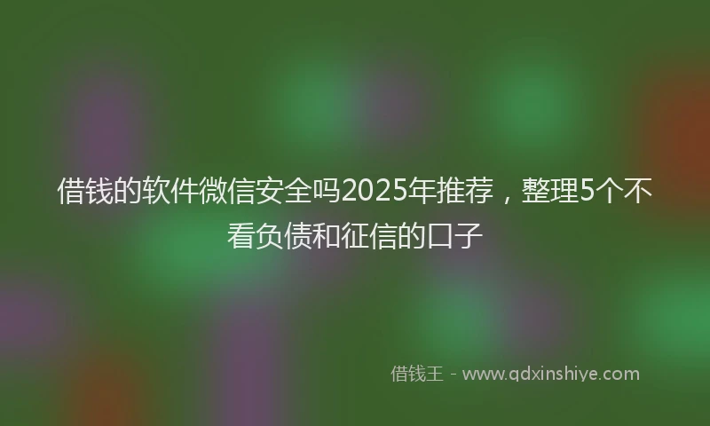 借钱的软件微信安全吗2025年推荐，整理5个不看负债和征信的口子