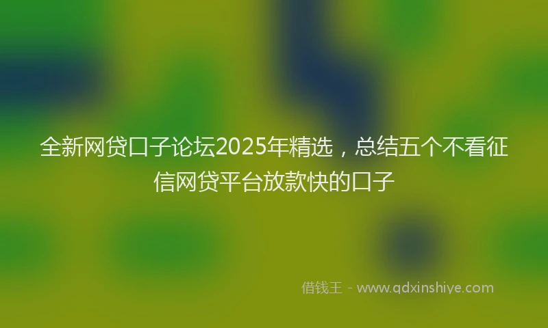 全新网贷口子论坛2025年精选，总结五个不看征信网贷平台放款快的口子