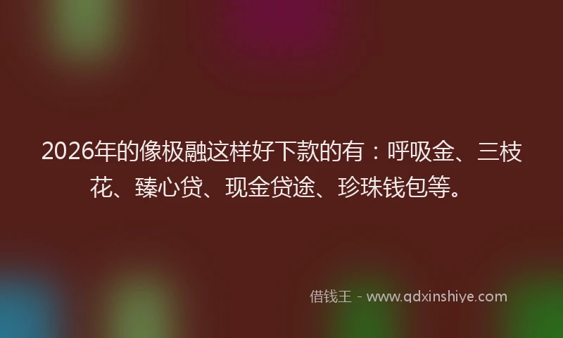 2026年的像极融这样好下款的有:呼吸金、三枝花、臻心贷、现金贷途、珍珠钱包等。