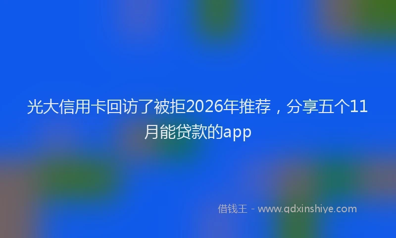 光大信用卡回访了被拒2026年推荐，分享五个11月能贷款的app