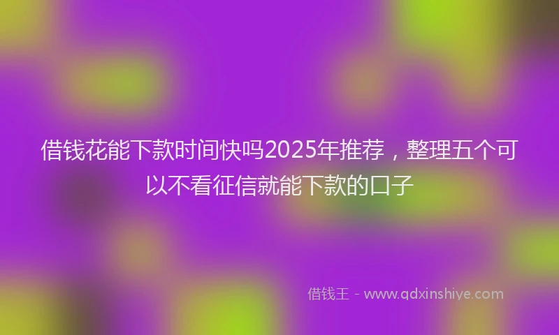 借钱花能下款时间快吗2025年推荐,整理五个可以不看征信就能下款的口子